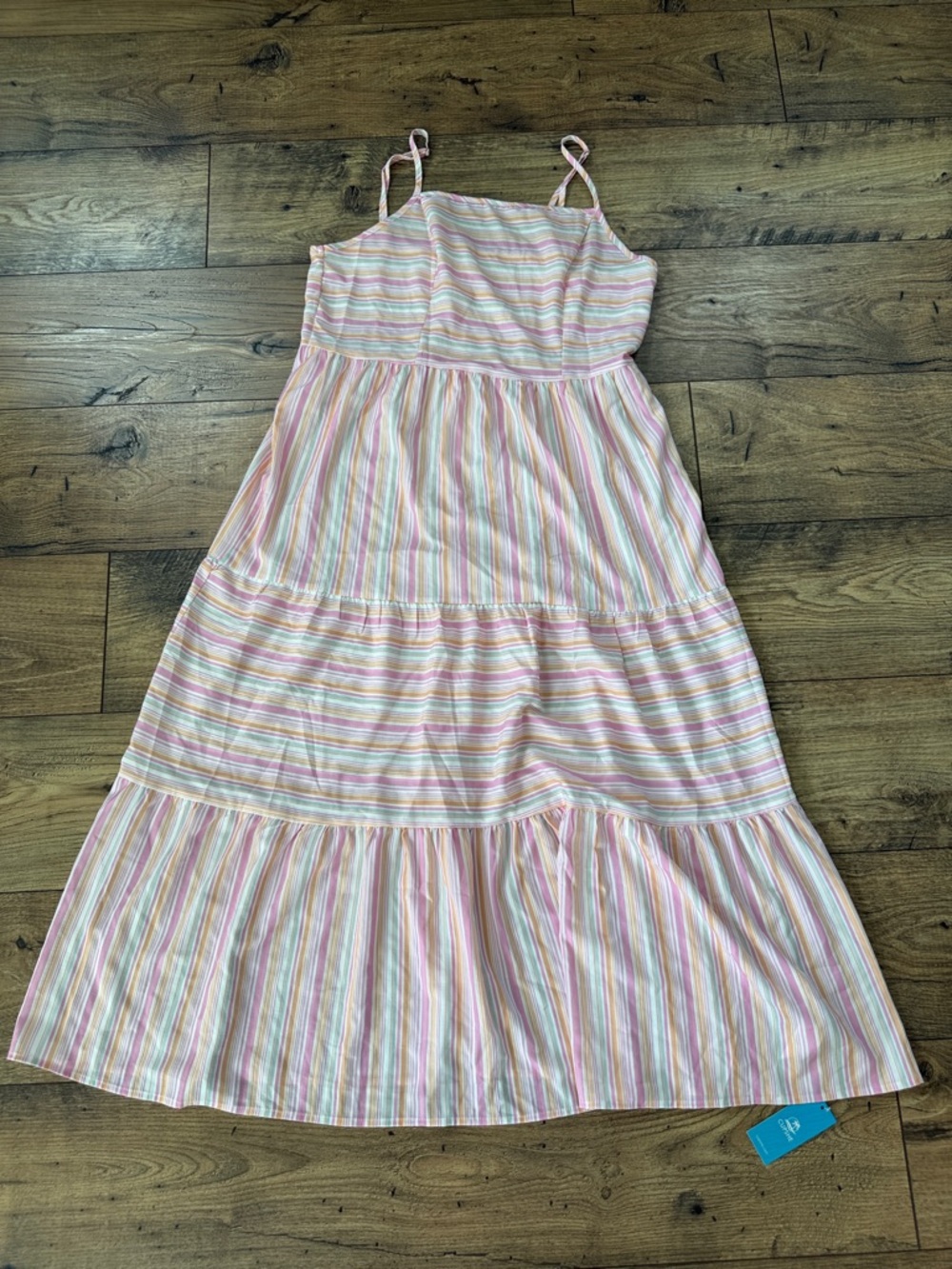 NWT  Pastel Multi-Stripe Maxi Sundress size L